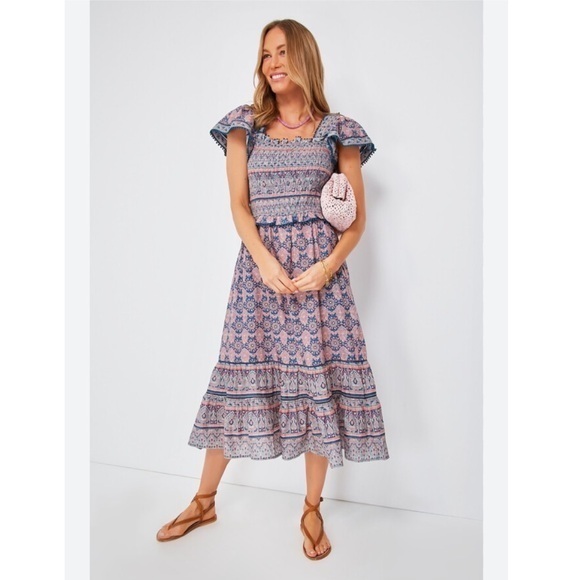Sea New York Dresses & Skirts - Sea New York Dress Parker Smocked Flutter Sleeve Midi in Lilac Floral Print